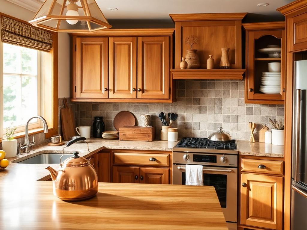 Kitchen with wooden cabinets